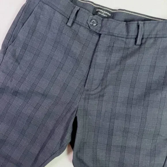 Banana Republic Slim Tapered Gray Plaid Pants Mens 32x30 Preppy Grunge Gothic