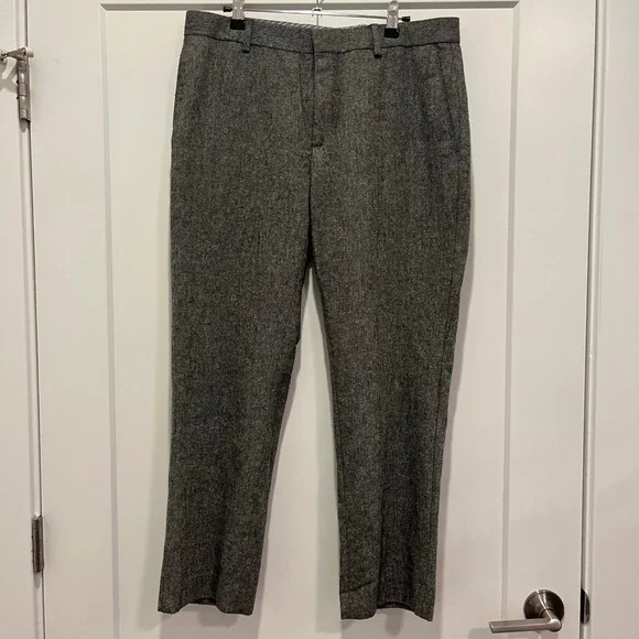 Banana Republic Mens Tailored Slim Fit Grey Wool Blend Dress Pants 33x30