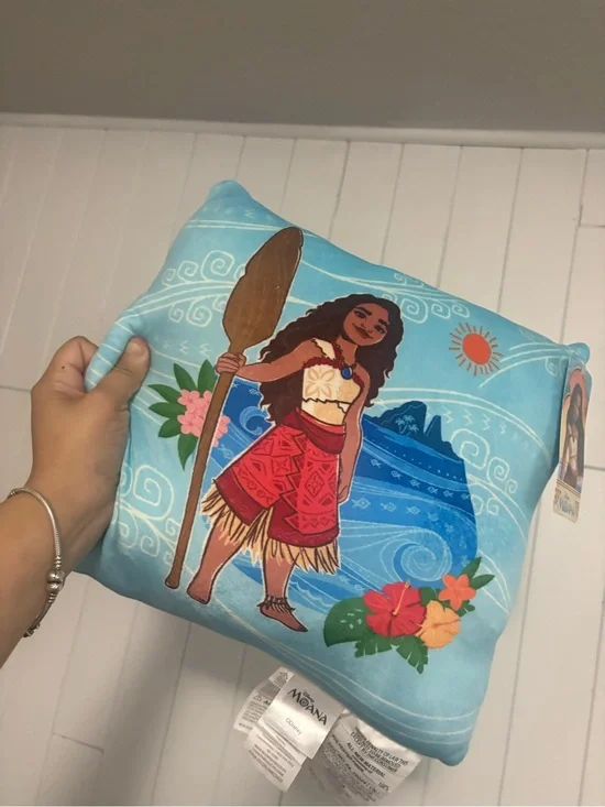 Disney Moana Light Blue and Red Decorative Pillow