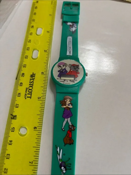 Disney Green Rescuers  Analog Watch with Teal Strap. New/vintage