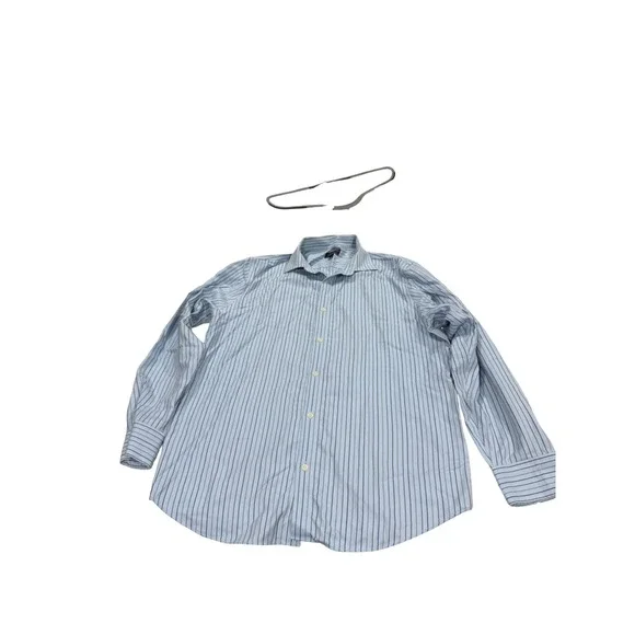 Banana Republic‎ Non-Iron Classic Fit Mens XL 17-17.5 Blue  Striped Shirt