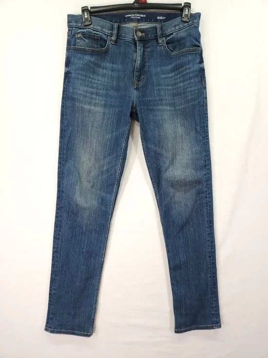 Banana Republic Traveler Jeans Mens 32x32 Slim Fit Medium Wash Stretch Denim