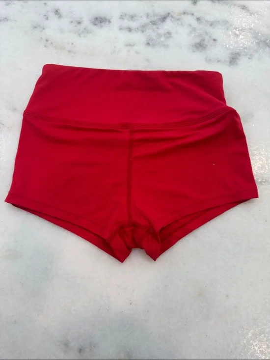 Girls High-Waist Red Active Shorts