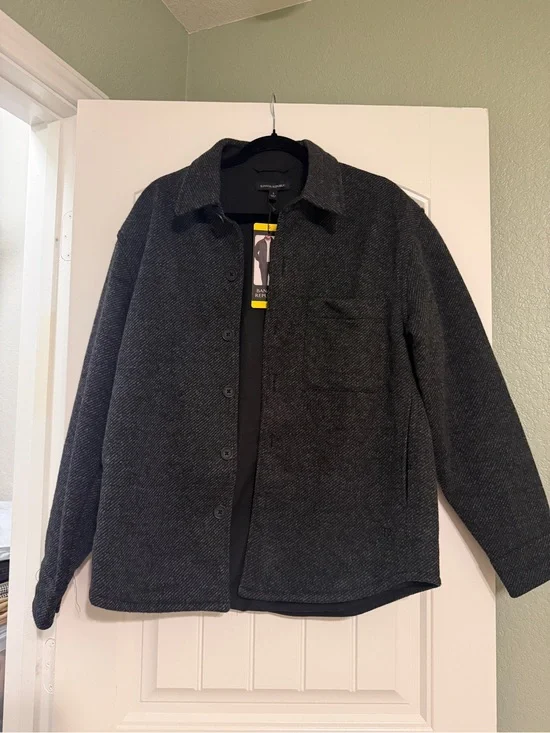 Banana Republic Charcoal Herringbone Shirt Jacket
