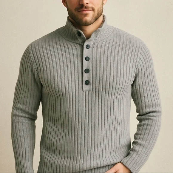 Vintage Banana Republic Gray Cotton Heavy Cable Knit Pullover L