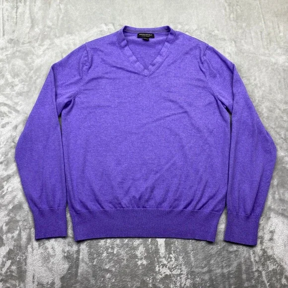 Banana Republic Luxury Blend V Neck Sweater Men's L Purple Silk Cotton Cashmere‎
