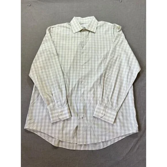 Banana‎ Republic Shirt Adult Large Gray Check Long Sleeve Button Up Casual Mens.