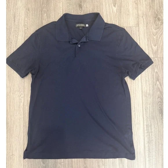Banana Republic Polo Shirt Mens Large Navy Luxury Touch Performance
