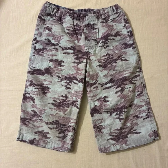 Hanna Andersson Kids Size 130 US 8-10 Purple Blue Abstract Camo‎ Cotton Shorts