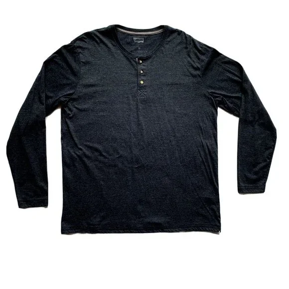 Levi's Henley T Shirt Top Mens‎ 2XL Gray Thermal Long Sleeve Casual Outdoor NEW