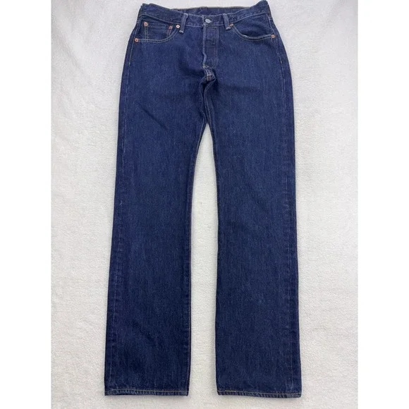 Levis 501 Jeans Men 30x32 Blue Distressed Straight Leg Button Fly‎ Denim