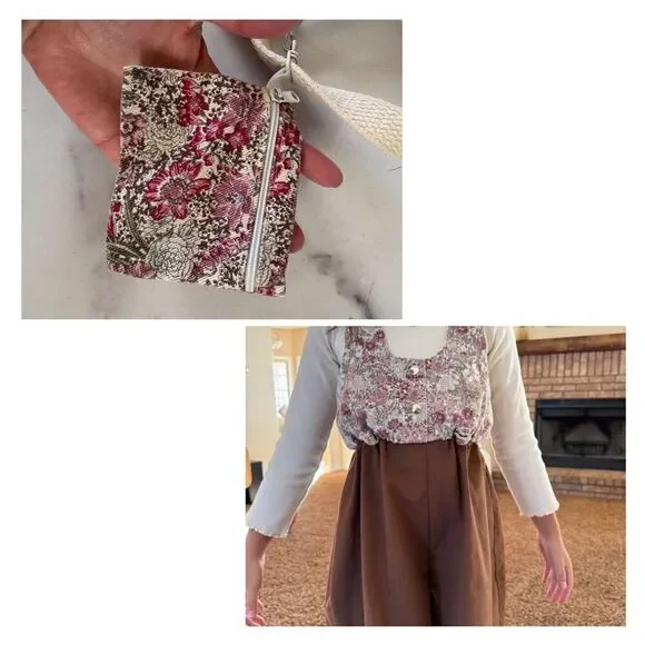 Girl Scouts size 7 vintage floral tan boxy wide relaxed shorts overalls romper 9