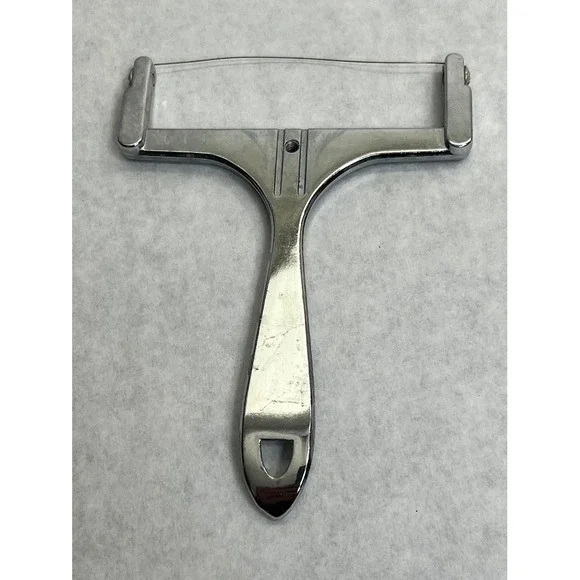 Vintage Chrome Metal Wire Cheese Slicer Handheld Kitchen Tool Retro Silver