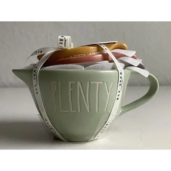 RAE DUNN Thanksgiving Measuring Cups‎ Gather Bounty Blessings Plenty Ceramic NEW