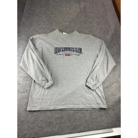 Levi Strauss & Co Long Sleeve Graphic T-Shirt Gray Embroidered Logo Mens M