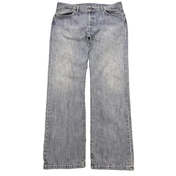 Levis‎ 501 Jeans Mens 38x32 Blue Distressed Denim Straight Leg Button Fly
