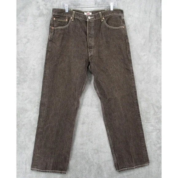 Levis 501 Jeans Mens Size 40 Button Fly Straight Leg Y2K Brown Cotton Pockets