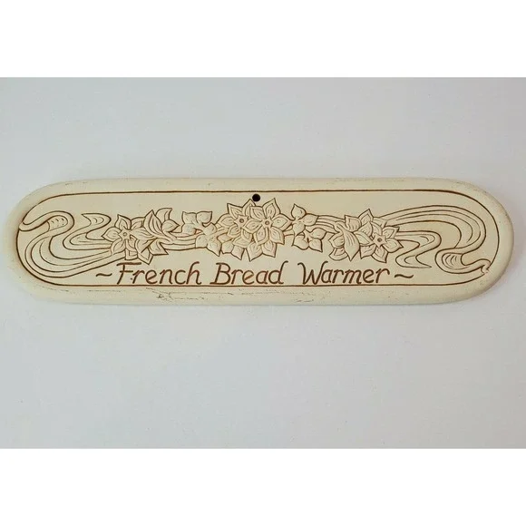 Vintage French Bread Warmer Ceramic Floral Signed Lyn Ulick 1991 Made in USA