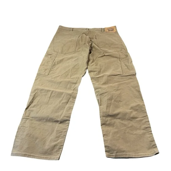 Levis 565 Workwear Brown Canvas Double Knee Mens Jeans 38x30 Straight Leg