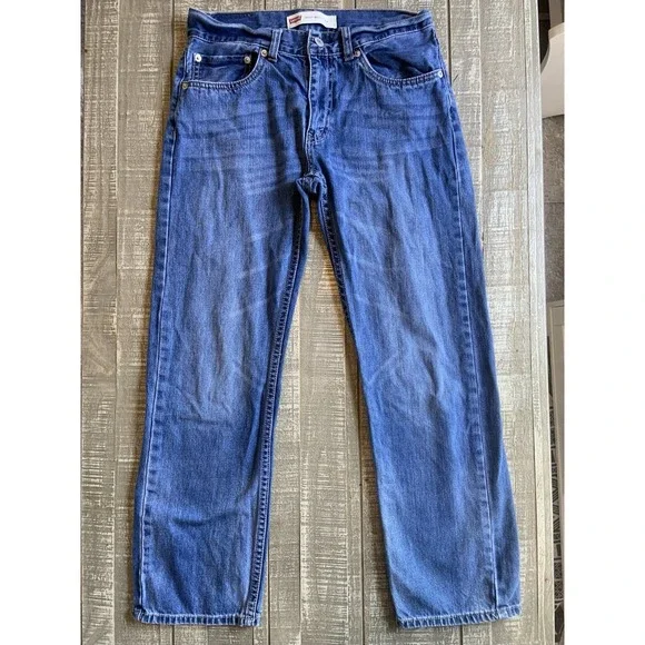 Levi's 505 Straight Leg Jeans Denim Sz 16 Reg Youth (28x28) Medium‎ Wash Classic
