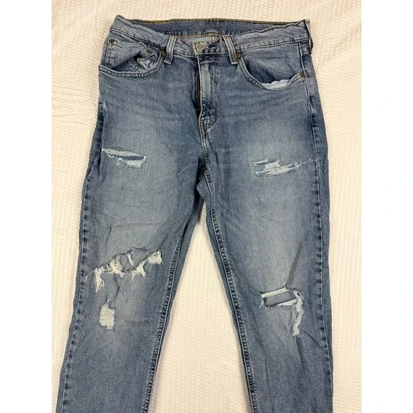 Levis 531 Athletic Slim Jeans Mens 33x30 Blue Distressed Denim Tapered Leg