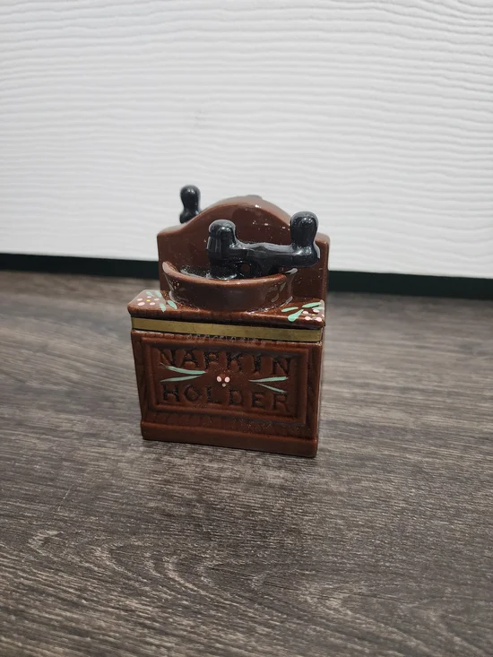 Vintage Ceramic Coffee Grinder Style Napkin Holder