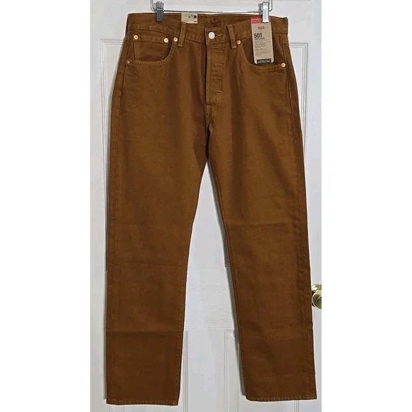 Levi's 501 Mens Jeans 31x32 Straight Leg Brown Sits at Waist Relaxed Thru Thigh