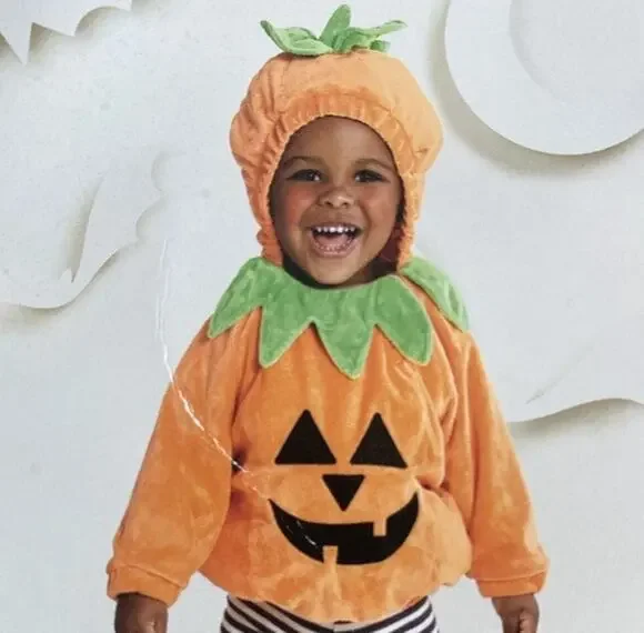 Hyde & EEK Infant Halloween Costume Pullover Pumpkin Top With Hood 12-18 Months