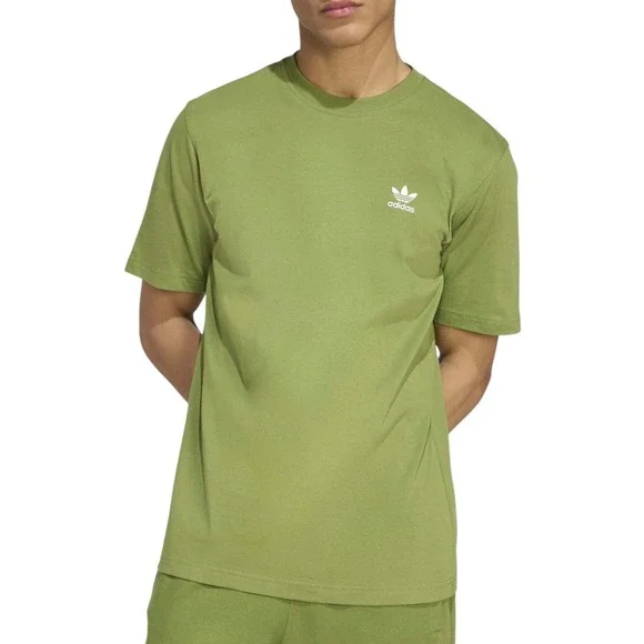 Mens L ADIDAS ORIGINALS logo ESSENTIALS TREFOIL T TEE SHIRT Olive GREEN JV5938‎
