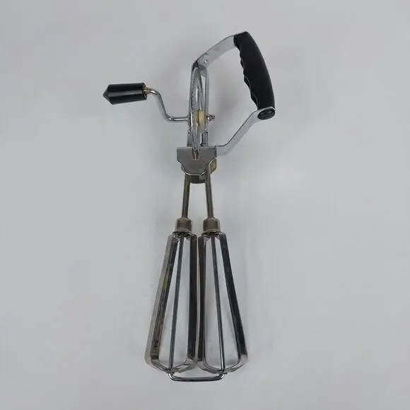 Vintage Black Handled Egg Beater Hand Mixer Kitchen Utensil‎ Crank Whisk