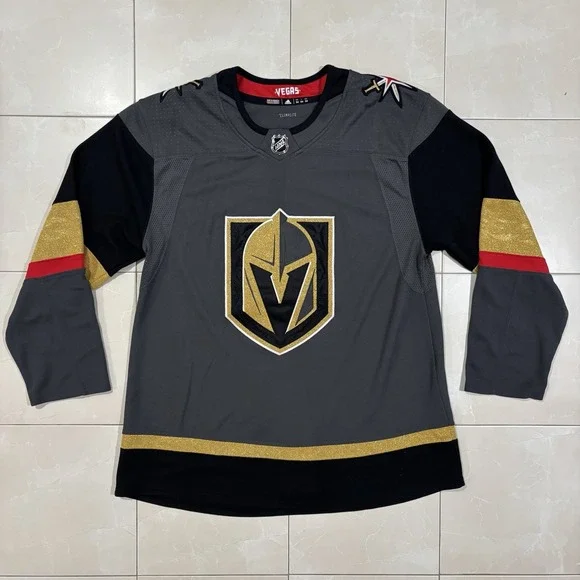 Vegas Golden Knights Adidas Primegreen Gray Home Jersey Mens Size 54 Fight Strap