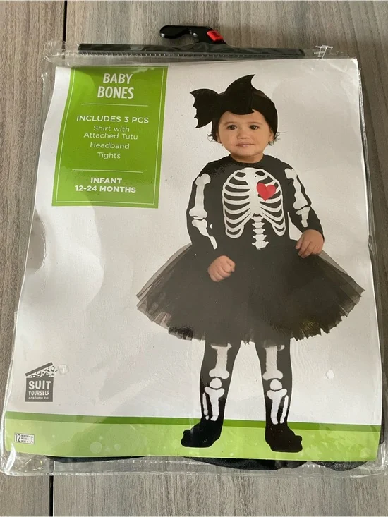 NWT Baby Bones Skeleton Tutu Costume Infant 12-24 Months Halloween Suit Yourself