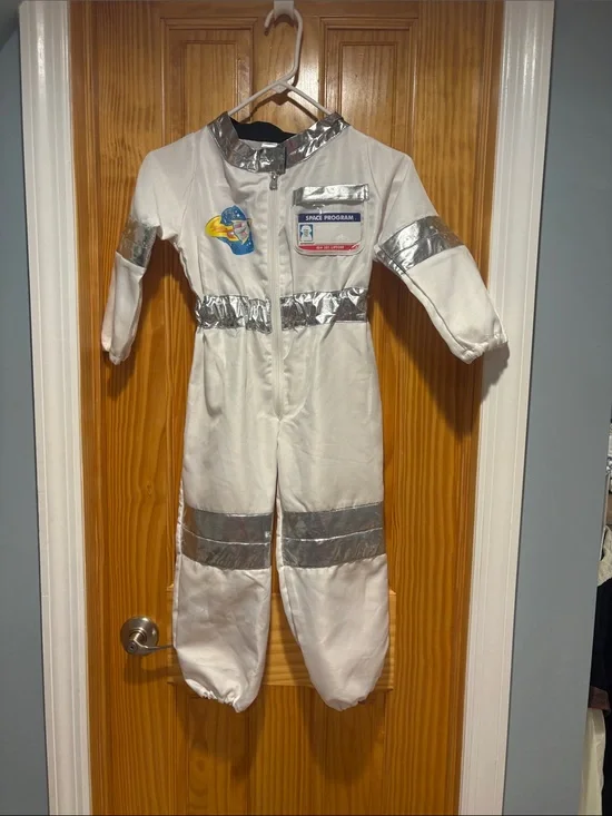 Melissa and Doug Kids White Astronaut Costume with Silver Accents
