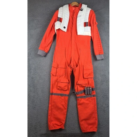 Star Wars Galaxys Edge X-Wing Pilot Costume Kids XL Orange Flight Suit Vest