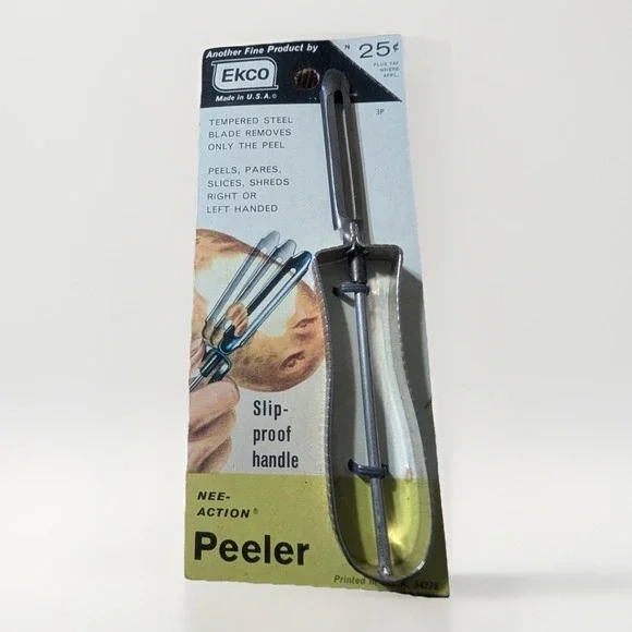 VTG Ekco Nee-Action Peeler Tempered Steel Blade USA Made NOS 3P 40s/50s Package