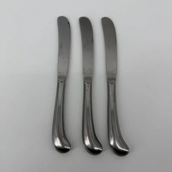 Rogers & Co Stainless Korea Steak Knives Set of 3‎ Pistol Grip Serrated Silver