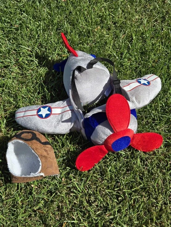 Airplane Pilot 3D Costume Kids Plush with cap, Ride In On, boy or girl kid 3 - 7