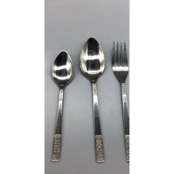 Vintage‎ MCM Customcraft Stainless 3 Piece Flatware Teaspoon Tablespoon Fork