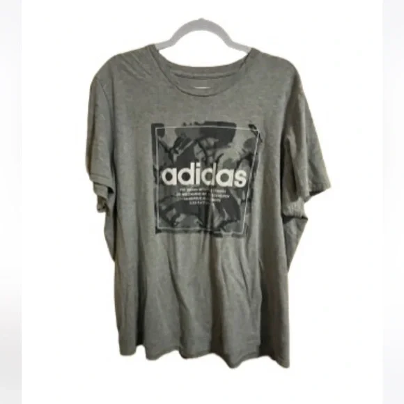 Adidas Gray Amplifier Tee SS Size 2XL Athletic Loungewear Camo Sustainable