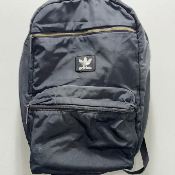 Adidas Originals National Plus Backpack Black Gold Trefoil School Travel Bag
