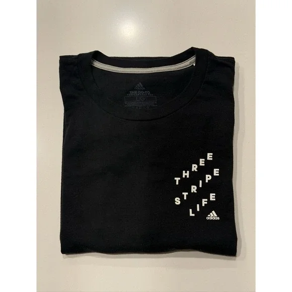 adidas The Go-To Performance Tee Mens L Black Climalite Graphic Shirt ATACAGL