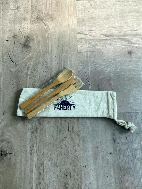 FAHERTY Utensil Wood Cutlery Set NEW NIP Fork Knife Spoon