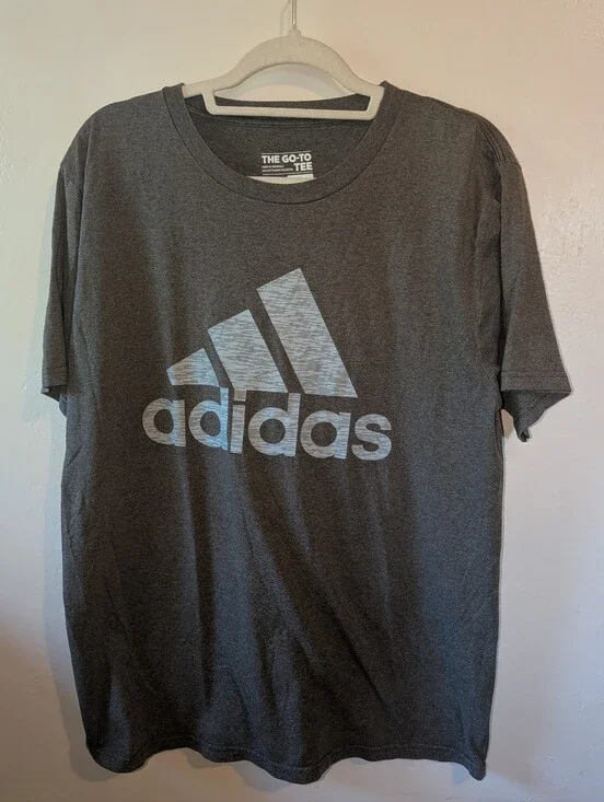 adidas Dark Gray Short Sleeve Logo Tee Size L