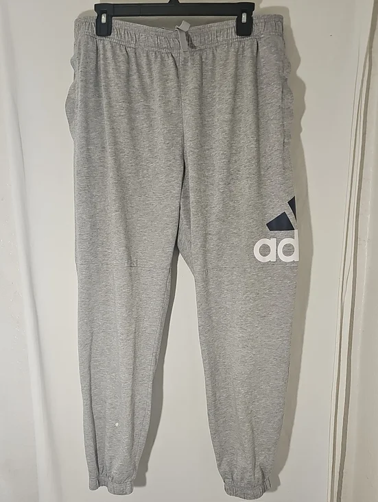 adidas Gray Men Logo Joggers with Navy Accent