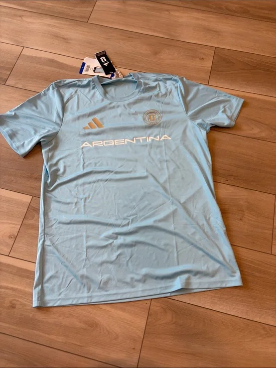 New Argentina Men's Light Blue Performance Tee by Adidas