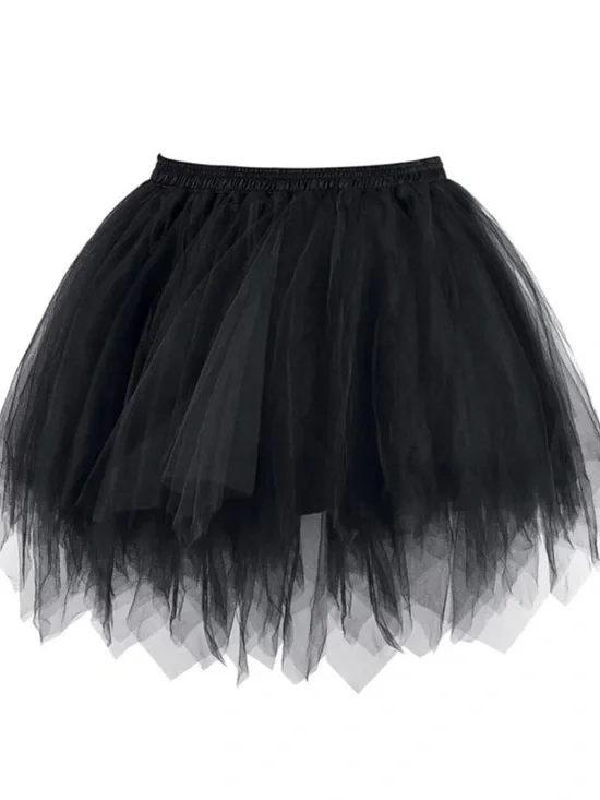 Girls Black Layered Tulle Mini Skirt