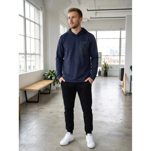 Adidas M Pocket Hoodie Mens Large Navy Blue Athletic Sweatshirt JG8147 Aurink