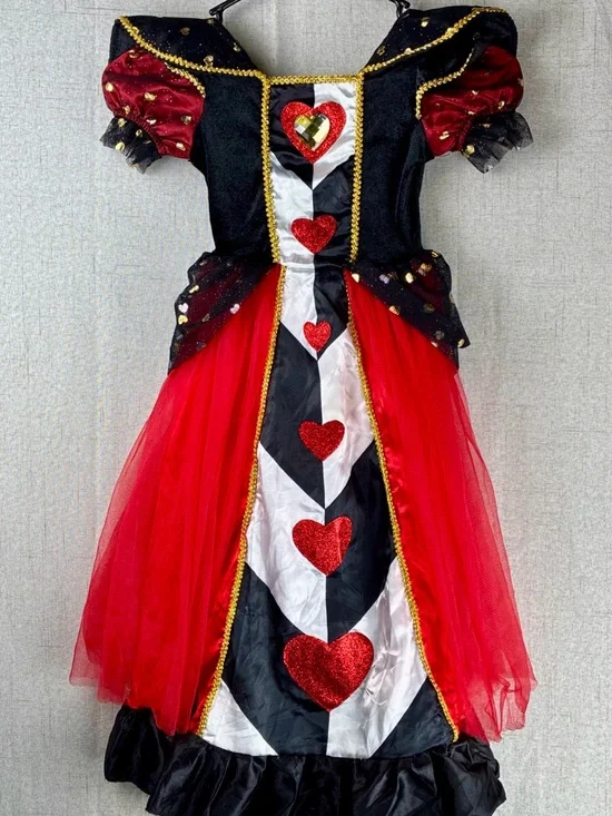 Queen Of Hearts Costume Toddler Girls 2T Dress Alice In Wonderland Halloween