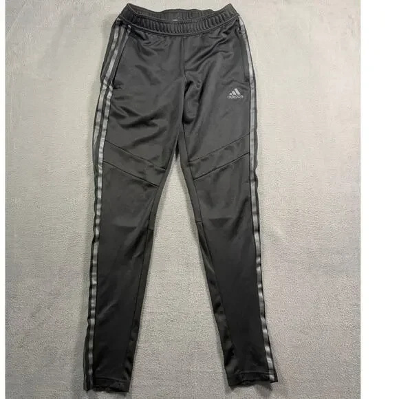 Adidas Men's XS Black Gray 3-Stripe Tiro Soccer Tapered Athletic Track Pants