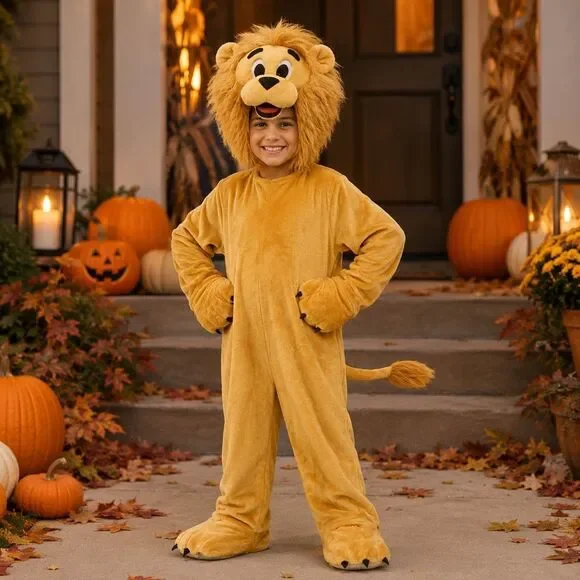 Lion Child Med Mascot animal school sports team costume Halloween Cosplays 8-10